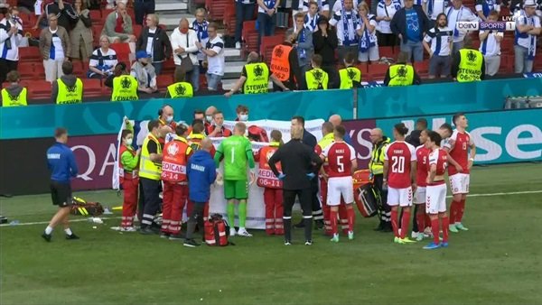 أول ظهور لـ كريستيان إيركسن بعد إصابته الخطيرة في مباراة الدانمارك وفنلندا (صورة)