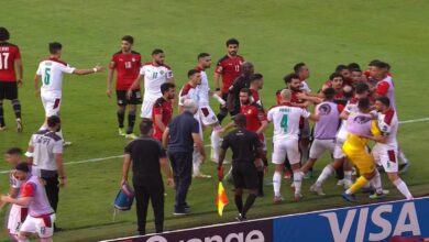 مشاجرة منتخب مصر والمغرب